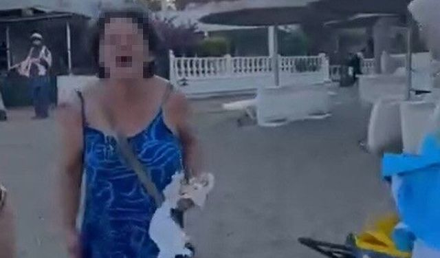 Seferihisar'da plajda gergin anlar: Anne ve kıza yönelik sözlü saldırı kameraya yansıdı!
