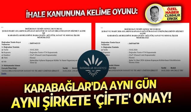 İhale kanununa kelime oyunu: Karabağlar'da aynı gün aynı şirkete 'çifte' onay!