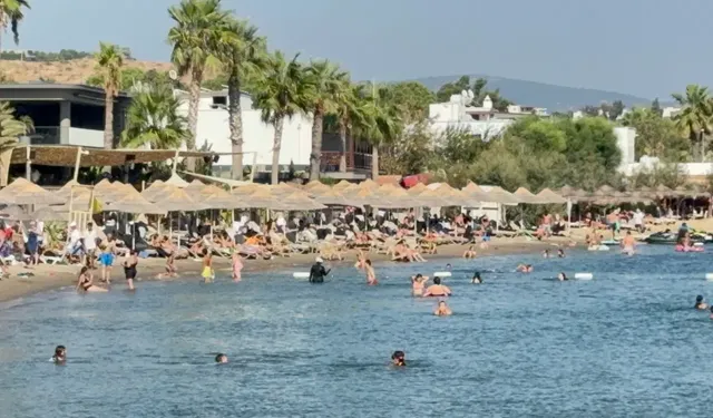 Bodrum’da hissedilen sıcaklık 45 dereceyi buldu! Şezlonglar boş kaldı...