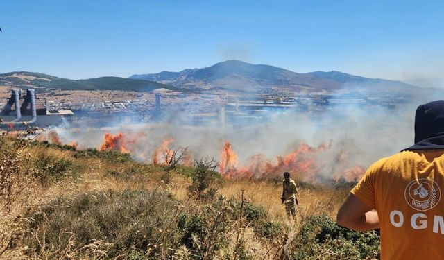 İzmir Aliağa'da felaketin eşiğinden dönüldü! Alevler fabrikalar bölgesine yaklaştı...