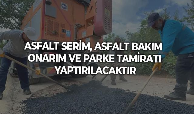 ASFALT SERİM, ASFALT BAKIM ONARIM VE PARKE TAMİRATI YAPTIRILACAKTIR