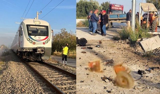 İzmir Bayındır'da tren traktörü biçti: 2 yaralı!
