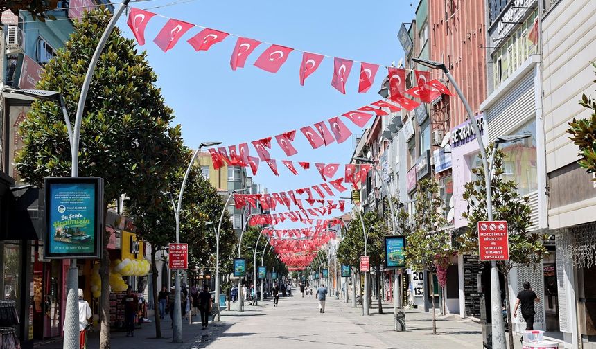 Sakarya Caddeleri Türk Bayraklarıyla donatıldı!