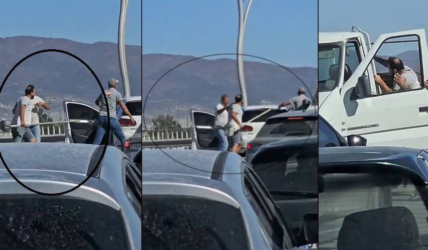 Trafikte kürek ve süpürgeyle şiddetli kavga