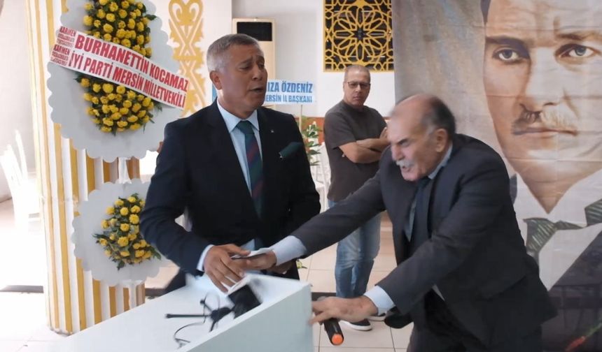 İYİ Parti Tarsus İlçe Kongresi’nde gerginlik... Kürsü devirdi, arbede çıktı