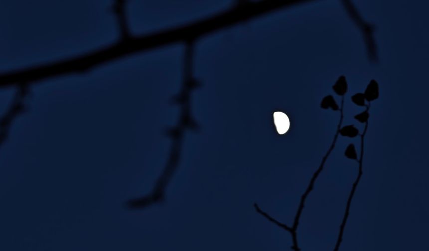 Bitlis Ahlat’ta gün batımının ardından kartpostallık yarım ay manzarası