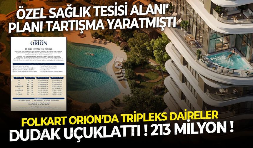 Folkart Orion’da tripleks daireler dudak uçuklattı ! Tripleks daire 213 milyon !