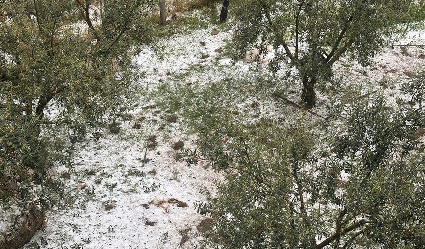 Manisa’da yaz ortasında kış manzarası! Bir yandan sağanak bir yandan dolu vurdu