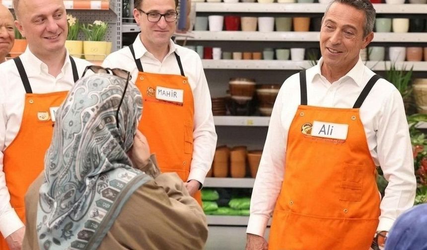 Ali Koç'u tezgahtar önlüğüyle görenler şaşıp kaldı