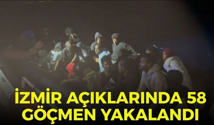 İzmir açıklarında 58 göçmen yakalandı