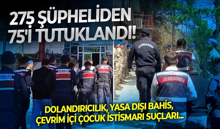Dolandırıcılık, yasa dışı bahis, çevrim içi çocuk istismarı suçları: 275 Şüpheliden 75'i tutuklandı!