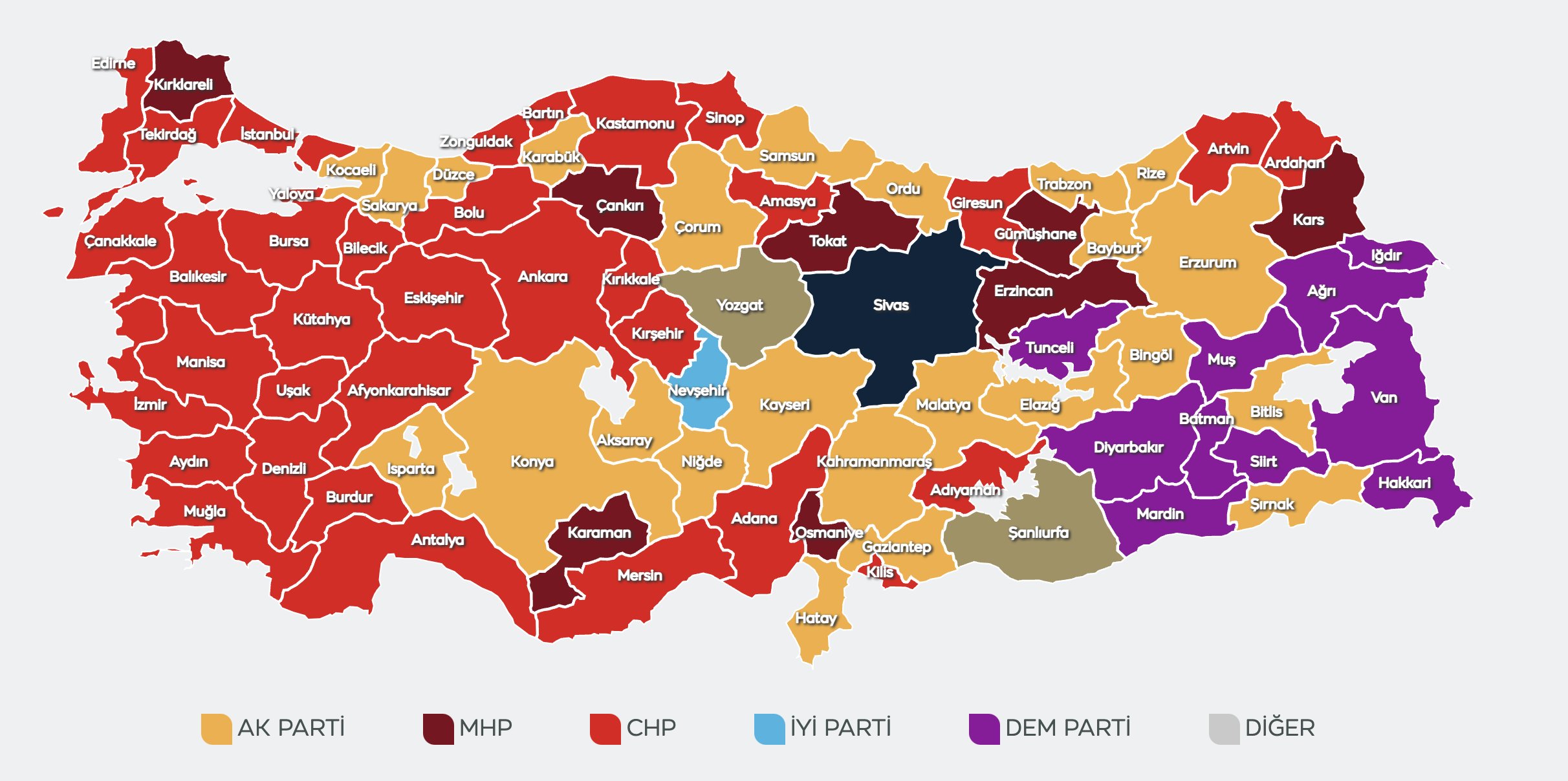 Seçim Sonuçları Türkiye Harita