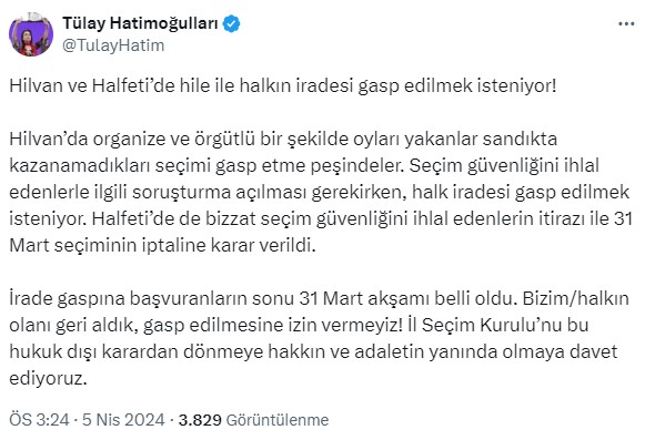 Tülay Hatim Tweet
