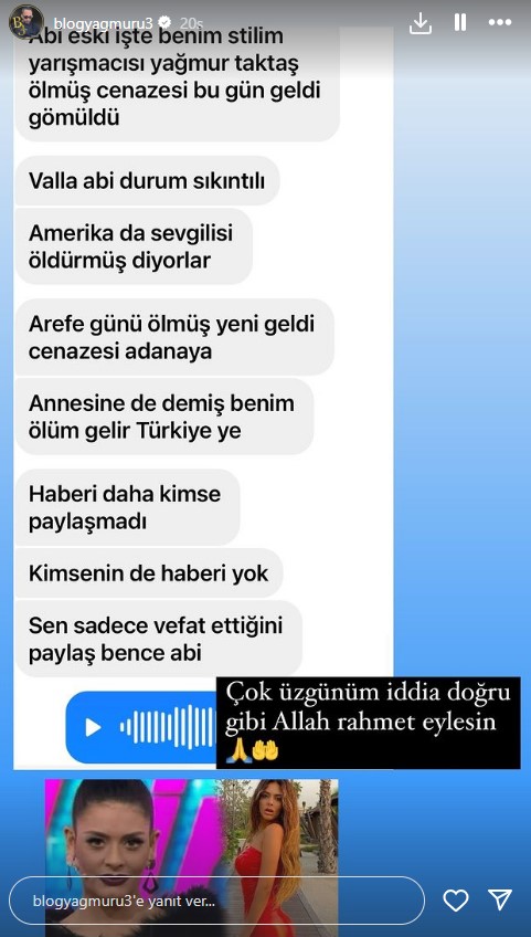 Yağmur Tektaş Mesaj