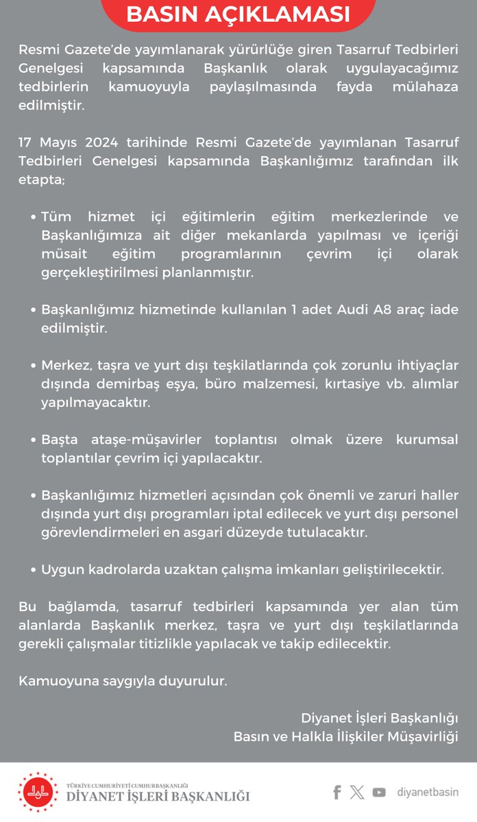 Diyanet Basın Açıklaması