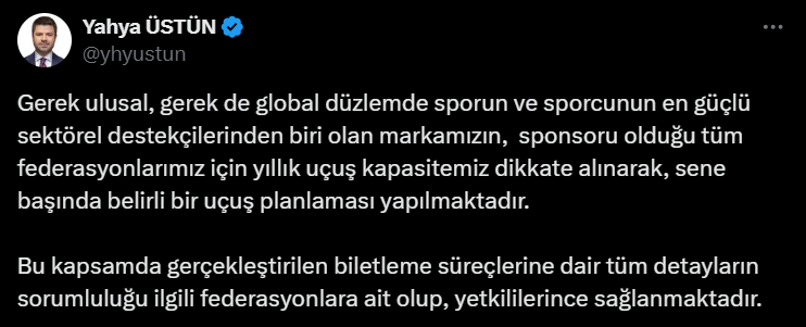 'Tüm detayların sorumluluğu ilgili federasyonlara ait olup...'