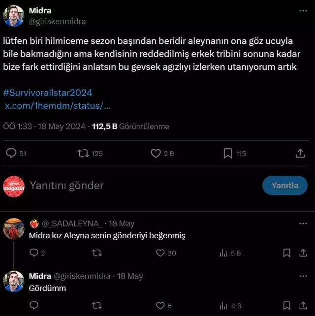 Aleyna'dan Hilmi Cem'e eleştiri okları! Survivor'da gizli aşk mı var?