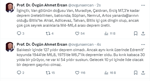 Prof. Ahmet Ercan 7'nin üzerinde deprem beklediği yerleri açıkladı...