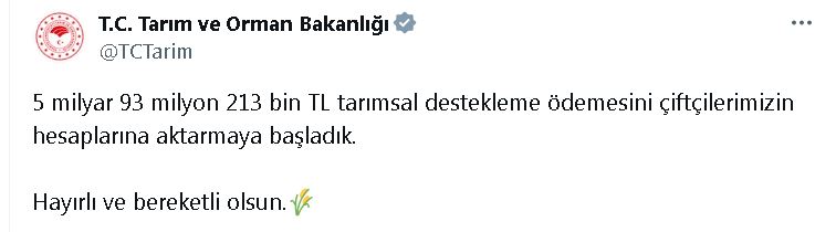 Bakanlığın sosyal medya hesabından yapılan açıklama
