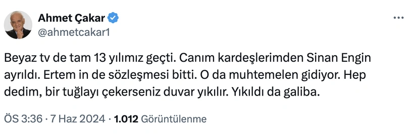 Ahmet Çakar Duyurdu