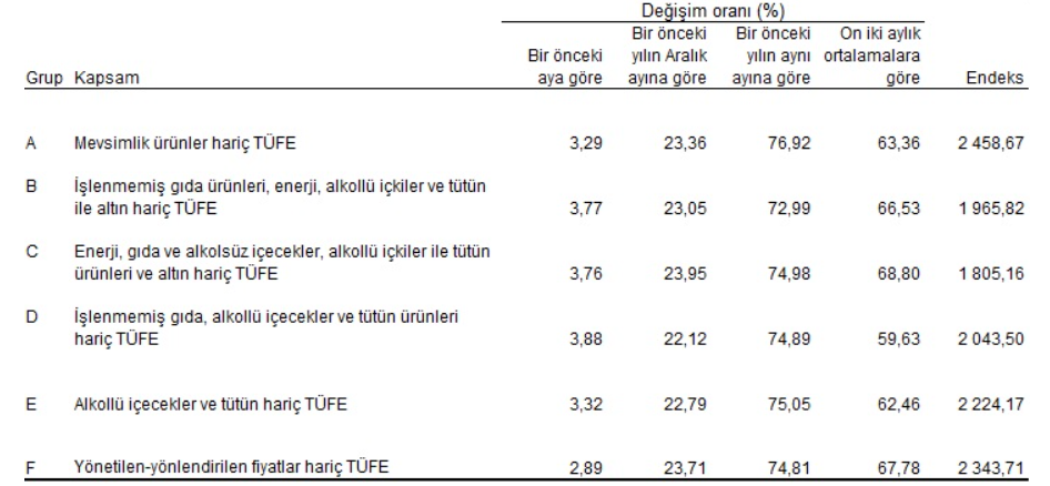 Özel kapsamlı TÜFE göstergeleri ve değişim oranları (%), Mayıs 2024