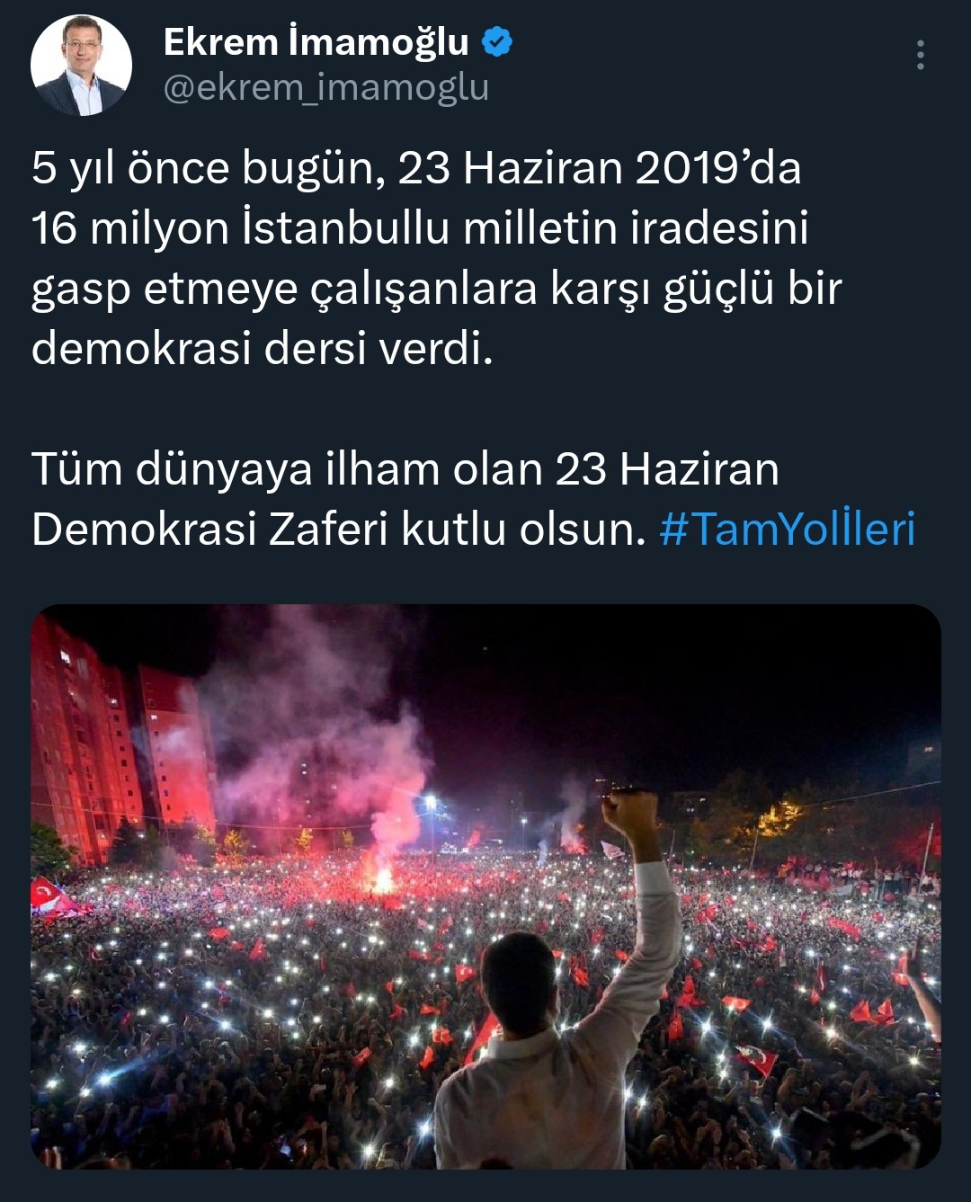 Ekrem İmamoğlu 23 Haziran Mesajı