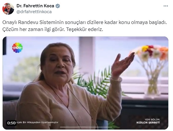 Sağlık Bakanı Fahrettin Koca'dan Dizinin Ekibine Teşekkür