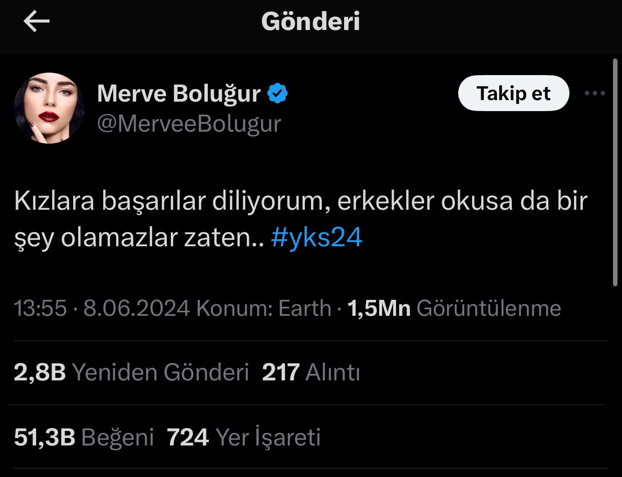 Boluğur: "Kızlara başarılar, erkekler okusa da bir şey olamazlar zaten..."