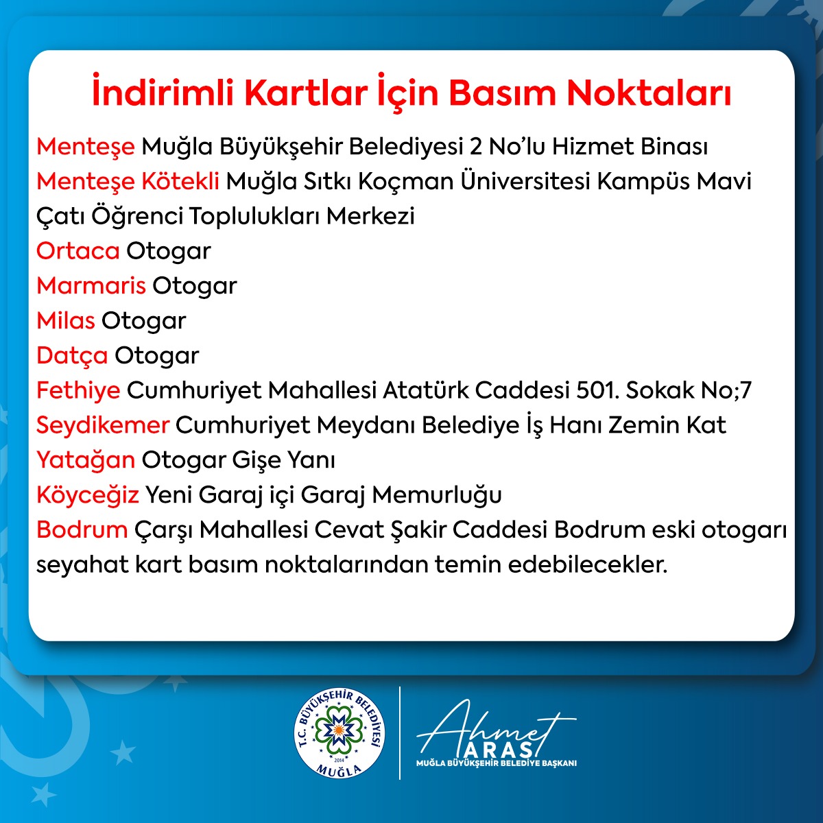 Muğla Büyükşehir Belediyesi'nden öğretmenlere ve yaşlılara ulaşımda indirim müjdesi!