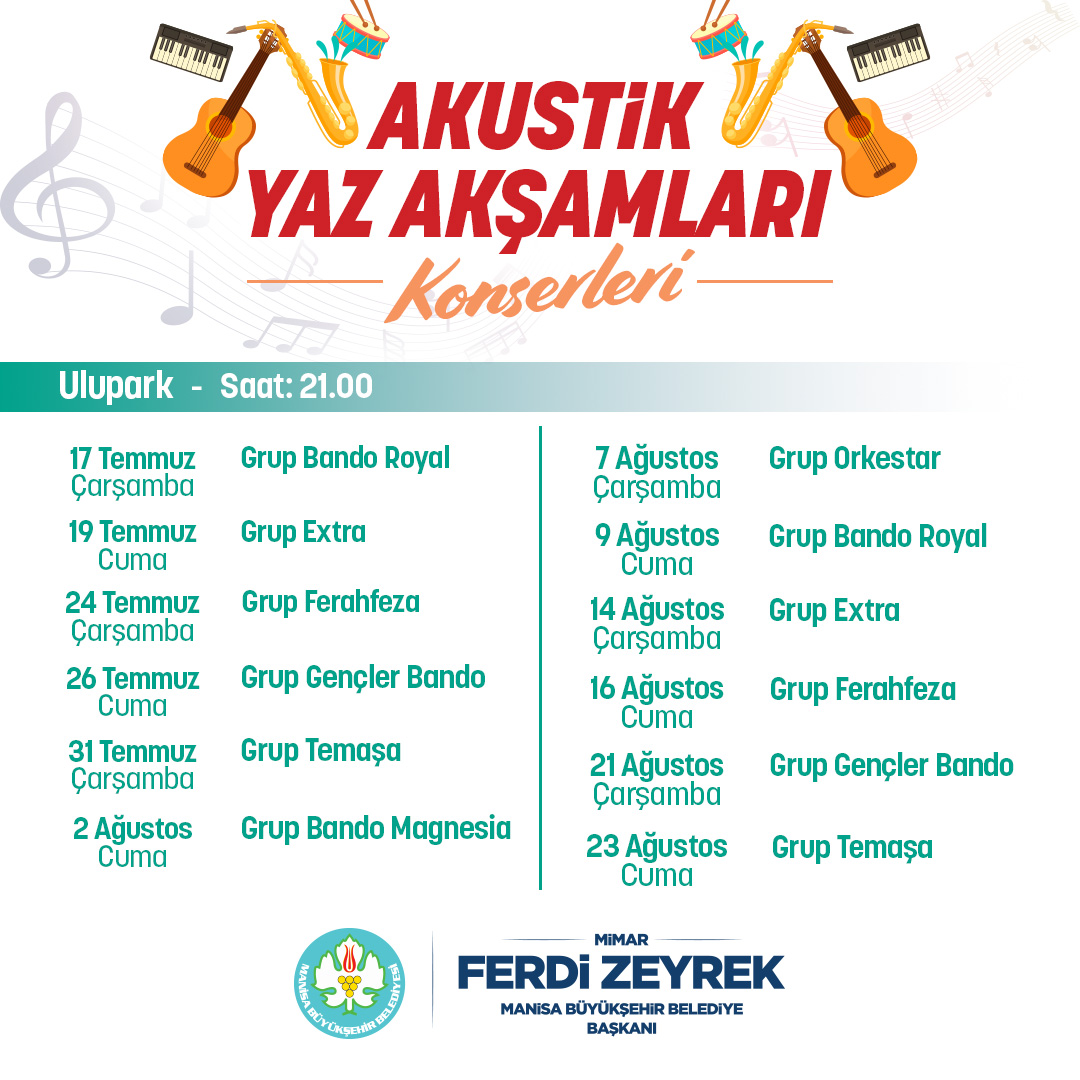 Manisa'da 'Akustik Yaz Akşamları' konserleri ile unutulmaz anlar yaşanacak!