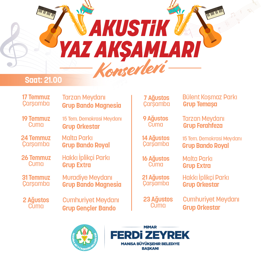 Manisa'da 'Akustik Yaz Akşamları' konserleri ile unutulmaz anlar yaşanacak!