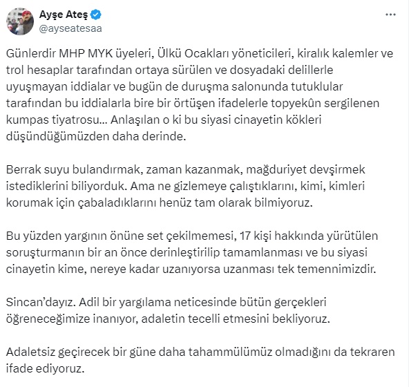 Ayşe Ateş'ten MHP'ye sert eleştiriler