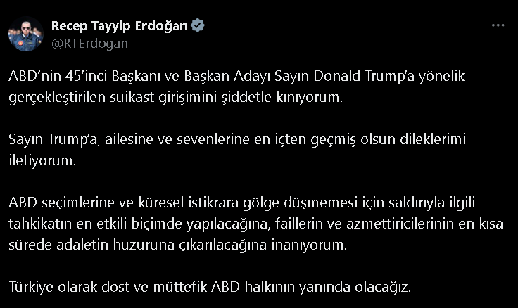 Cumhurbaskani Erdogandan Donald Trumpa Yapilan Suikast Girisimine Sert Tepki1