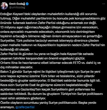 Özdağ'ın paylaşımı şu şekilde: 