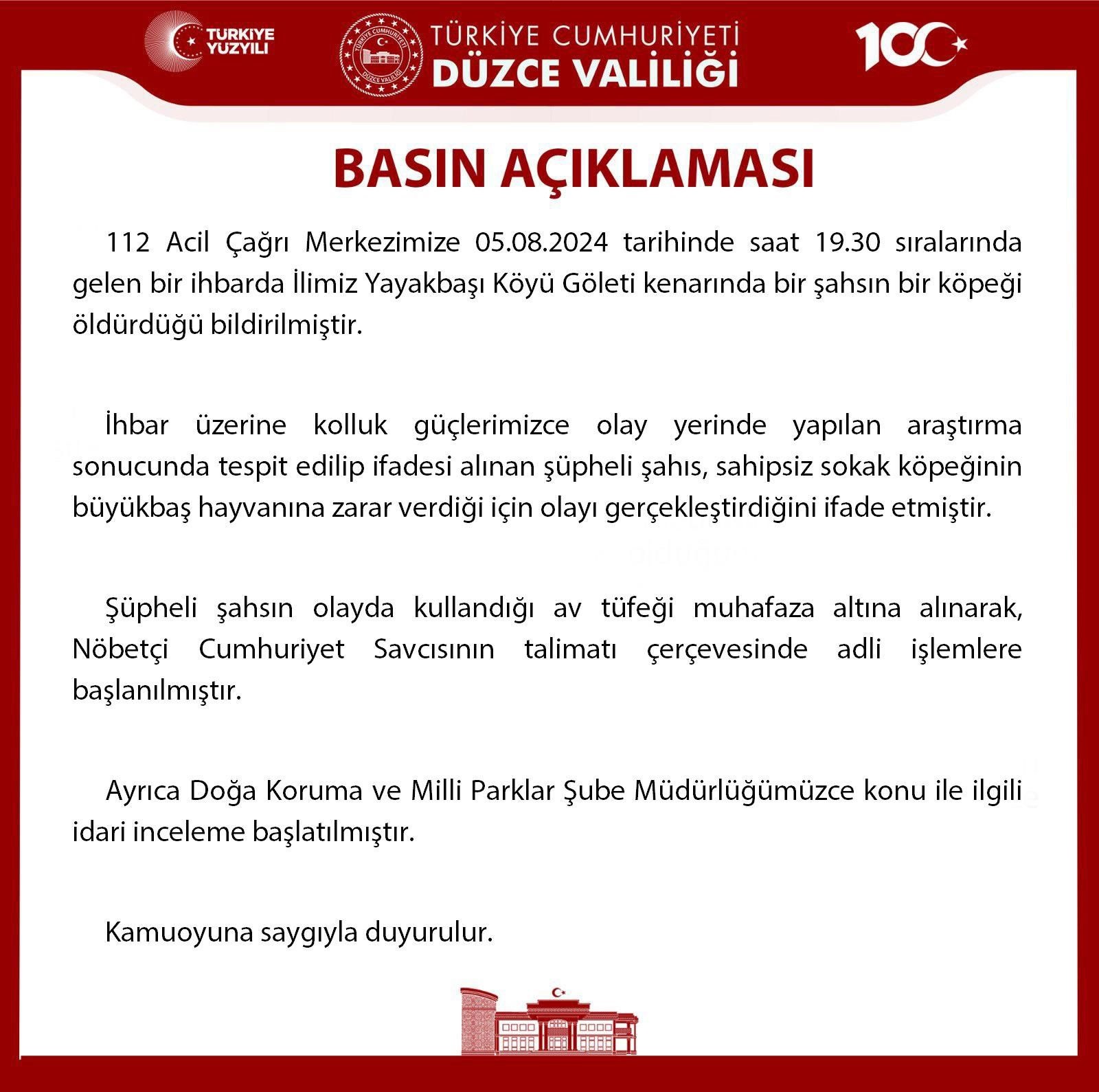 VALİLİKTEN AÇIKLAMA