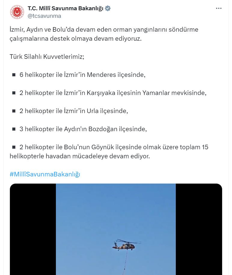 Helikopterler, yangın söndürme faaliyetlerine havadan destek veriyor!