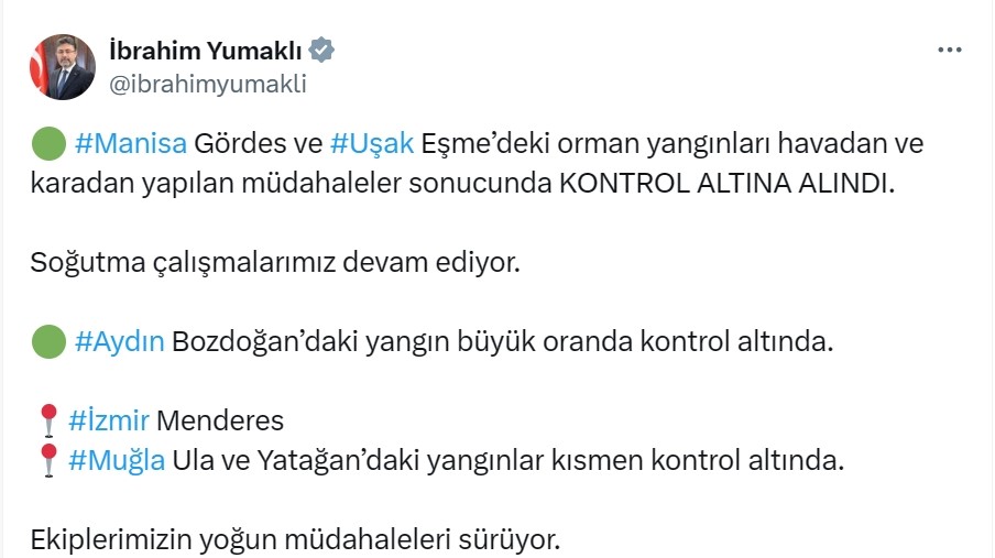 Bakan Yumaklı, sosyal medyadan açıklama yaptı