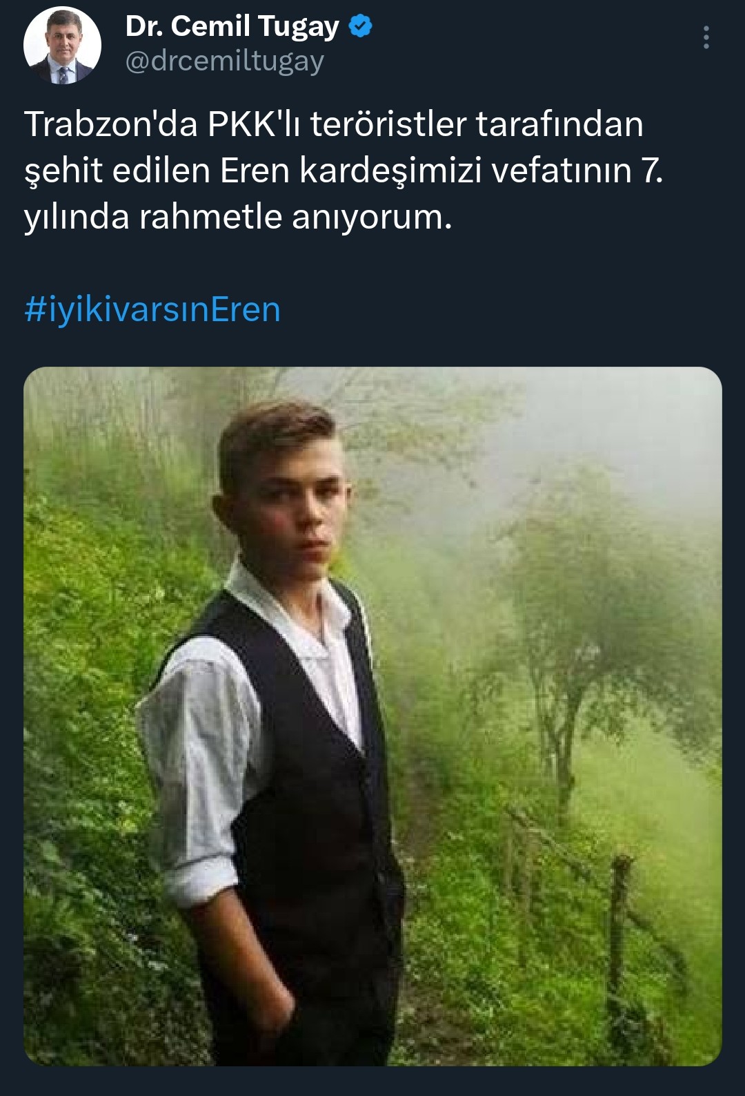 Başkan Tugay'dan Eren Bülbül mesajı