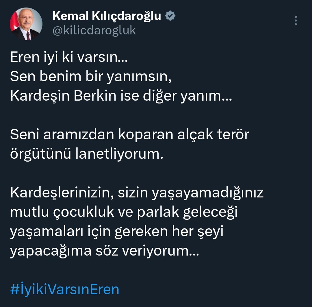 Kemal Kılıçdaroğlu: Eren iyi ki varsın!