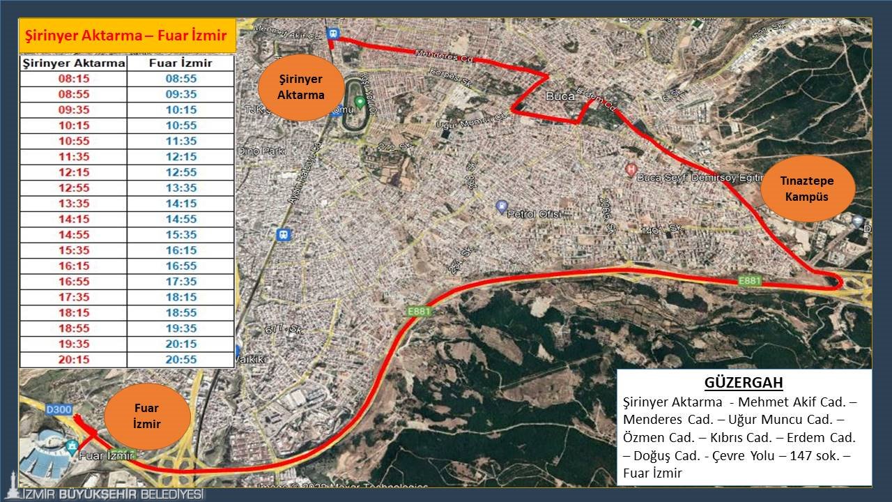 Bornova ve Buca'dan fuara geçici servisler