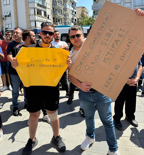 Karşıyaka Belediye işçileri Gümüştekin'i protesto etmişti