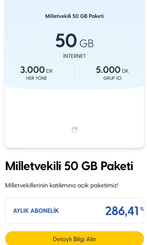 Milletvekillerine özel uygun fiyatlı paket