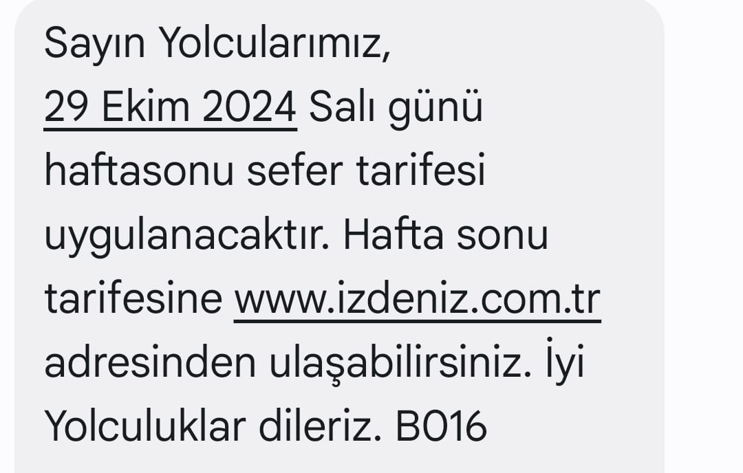 İzdeniz hafta sonu tarifesi detayları