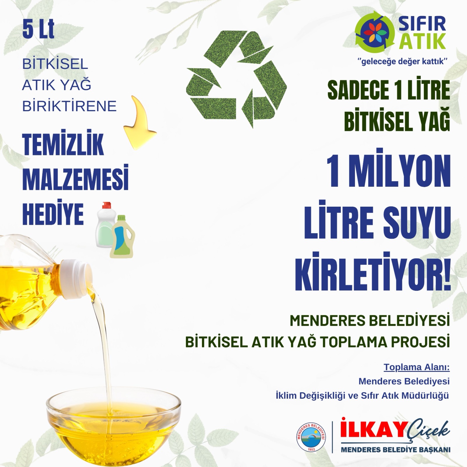 5 litre atık yağa temizlik malzemesi 