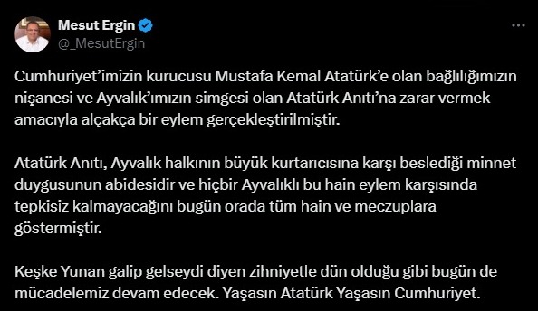 Ayvalık Belediye Başkanı'ndan tepki