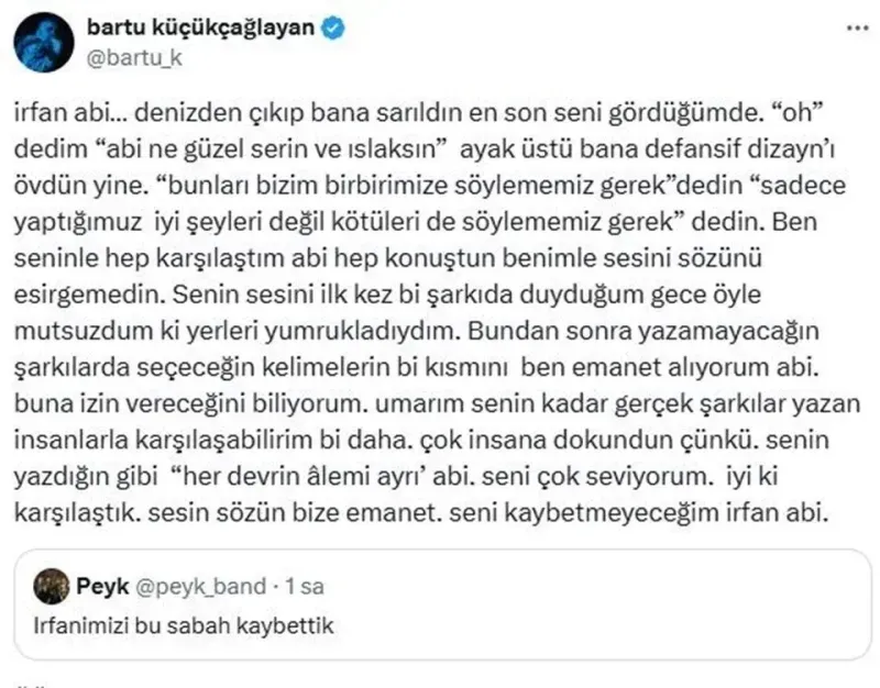 Peyk grubunun vokalisti İrfan Alış hayatını kaybetti