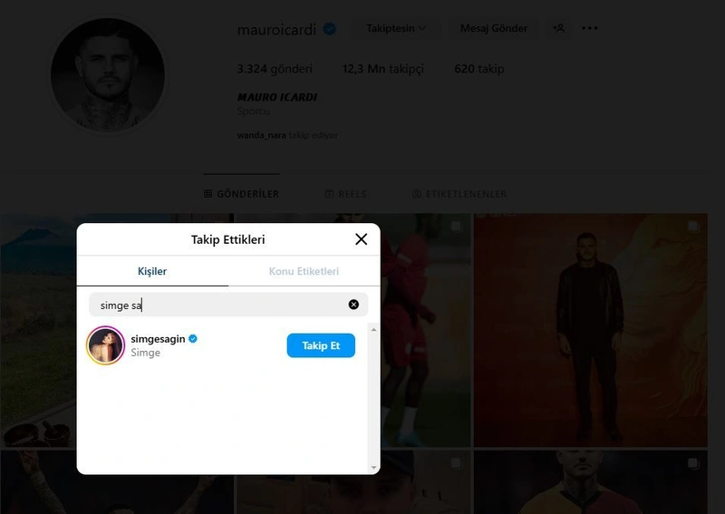 Icardi ve Simge Sağın birbirini takip etmeye başladı