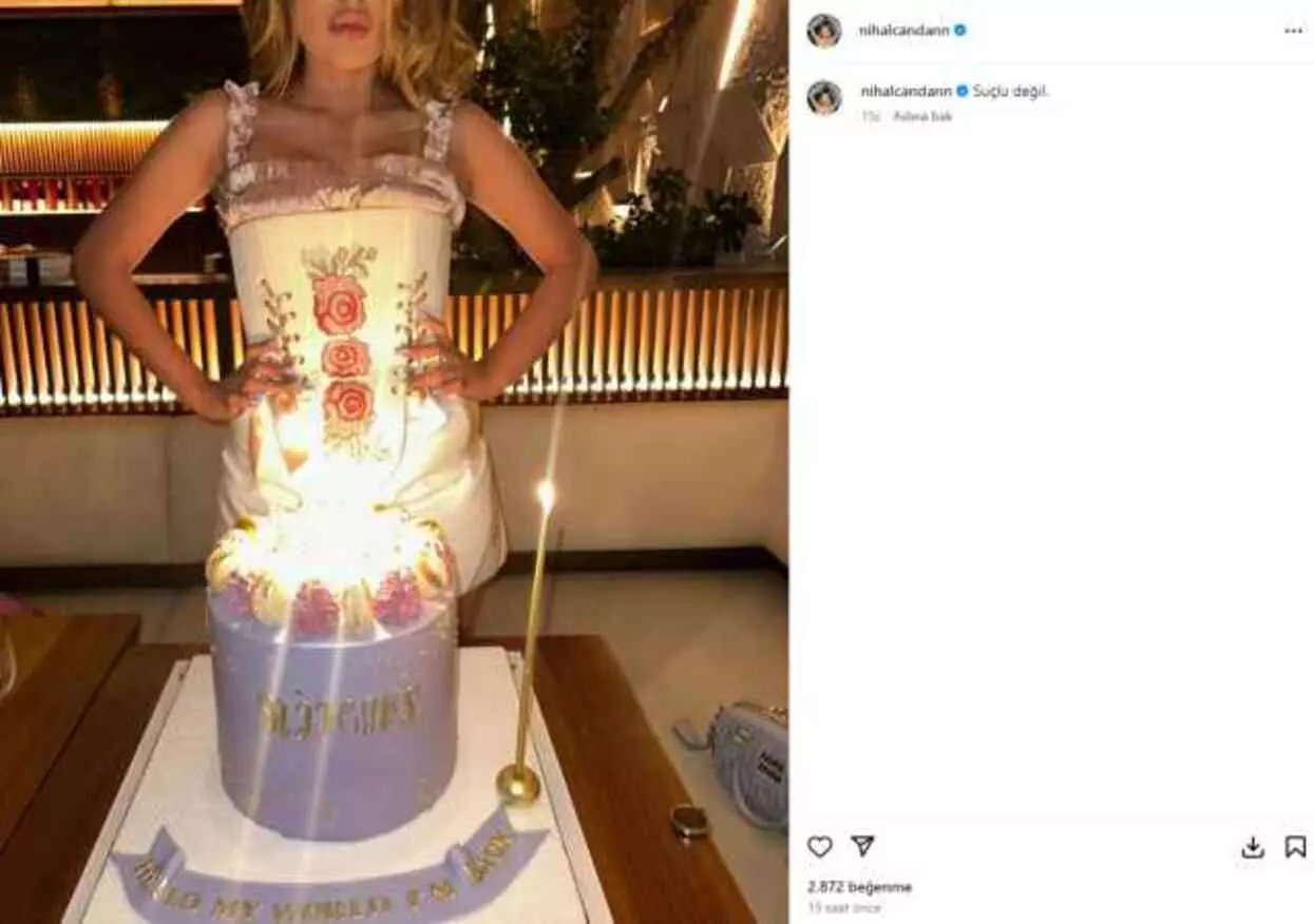 Nihal Candan hızla adapte olduğu sosyal yaşamına devam ediyor! 29. yaşını "Suçlu Değil" notuyla kutladı