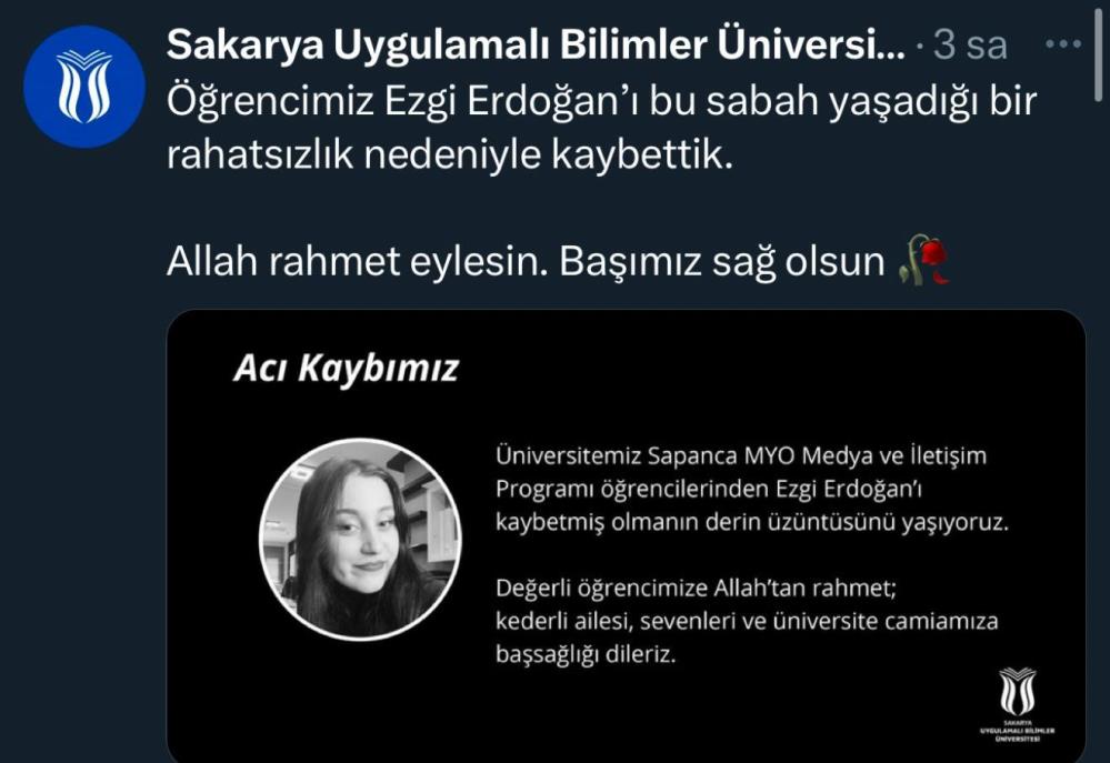 Üniversite ve Serdivan Belediyesi'nden başsağlığı mesajı