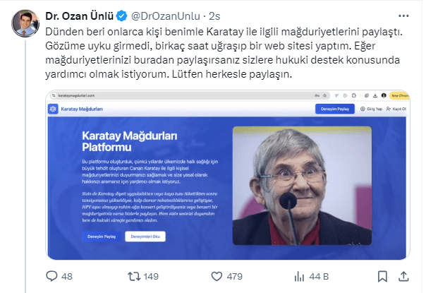 Dr. Ozan Ünlü'den Karatay mağdurlarına çağrı